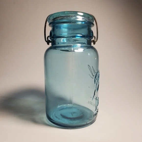 BALL Ideal Canning / Mason Jar 1 Quart Aqua Blue Mold #4 Vintage 1923 To 1933 - Picture 6 of 13